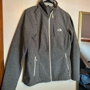 The North Face Charcoal Jacket with White Zippers